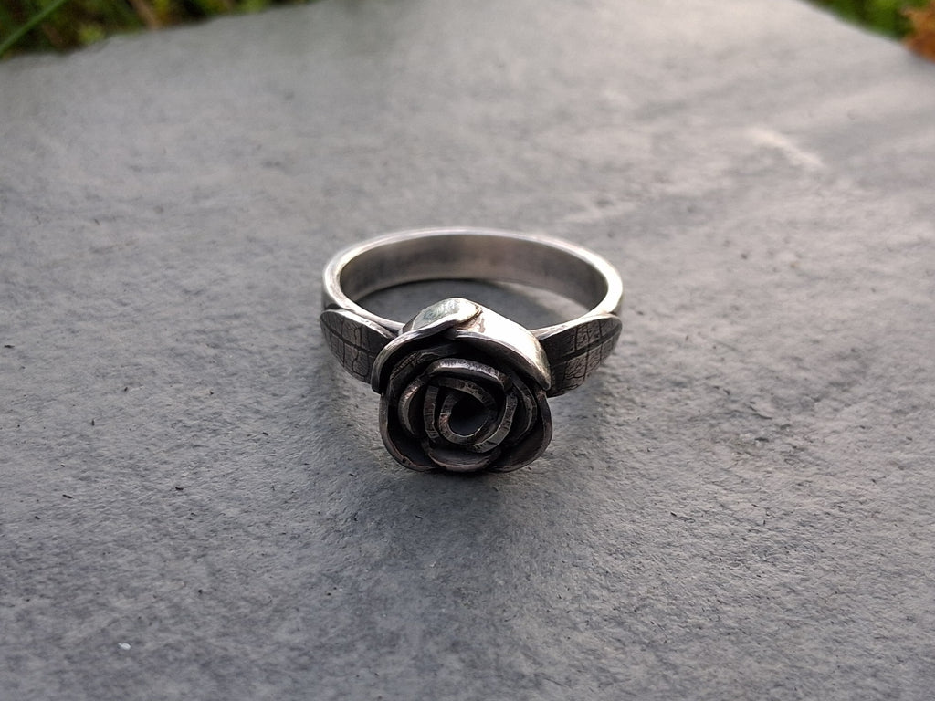 Sterling silver rose ring
