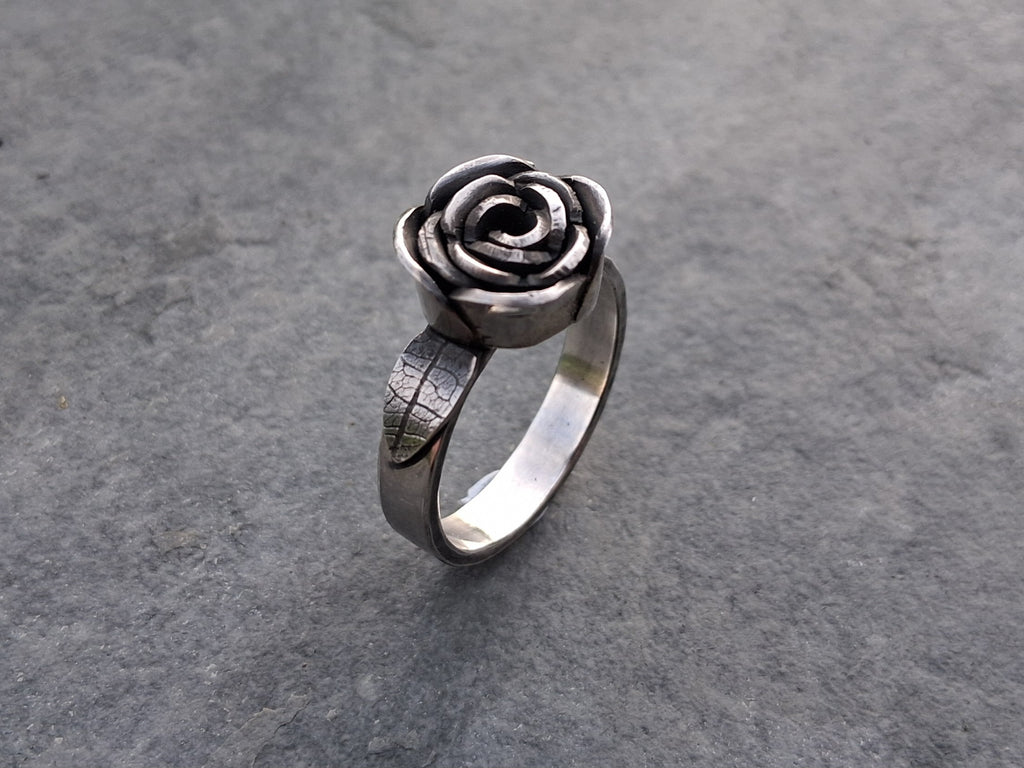 Sterling silver rose ring