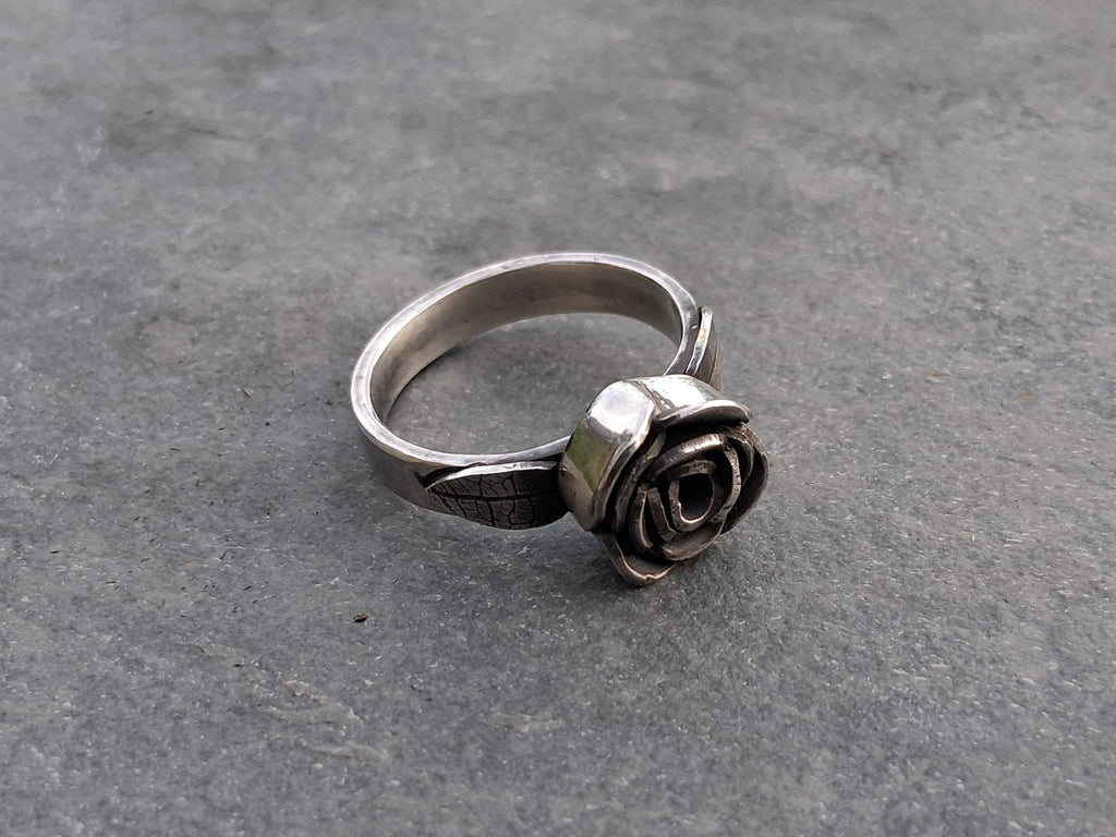 Sterling silver rose ring
