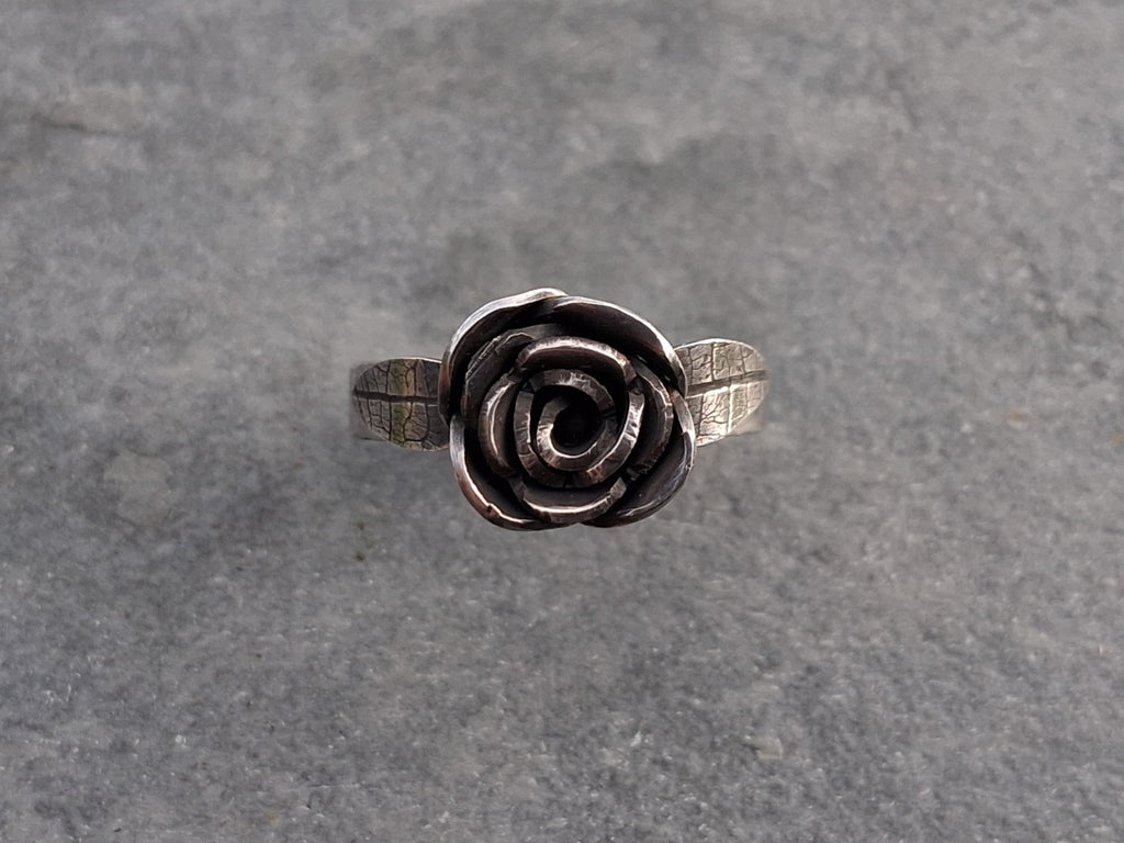 Sterling silver rose ring