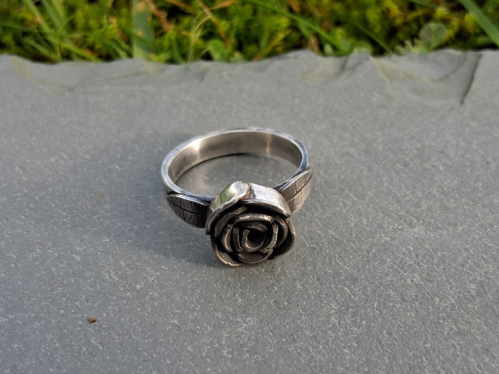 Sterling silver rose ring