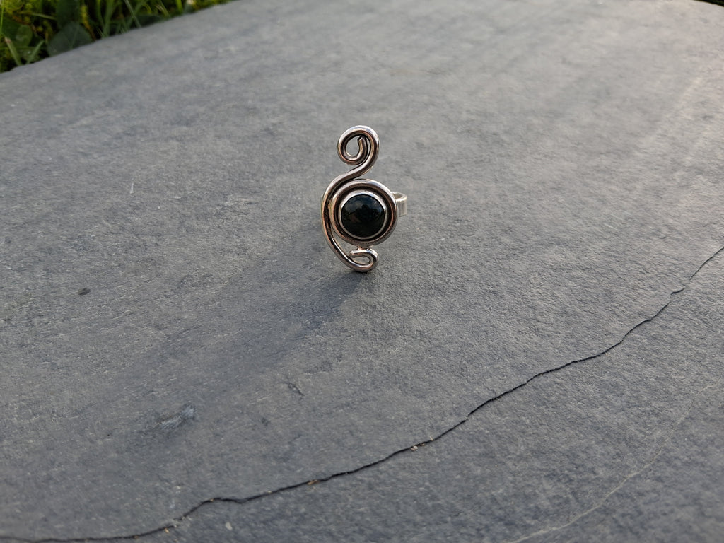 Moss agate swirl ring
