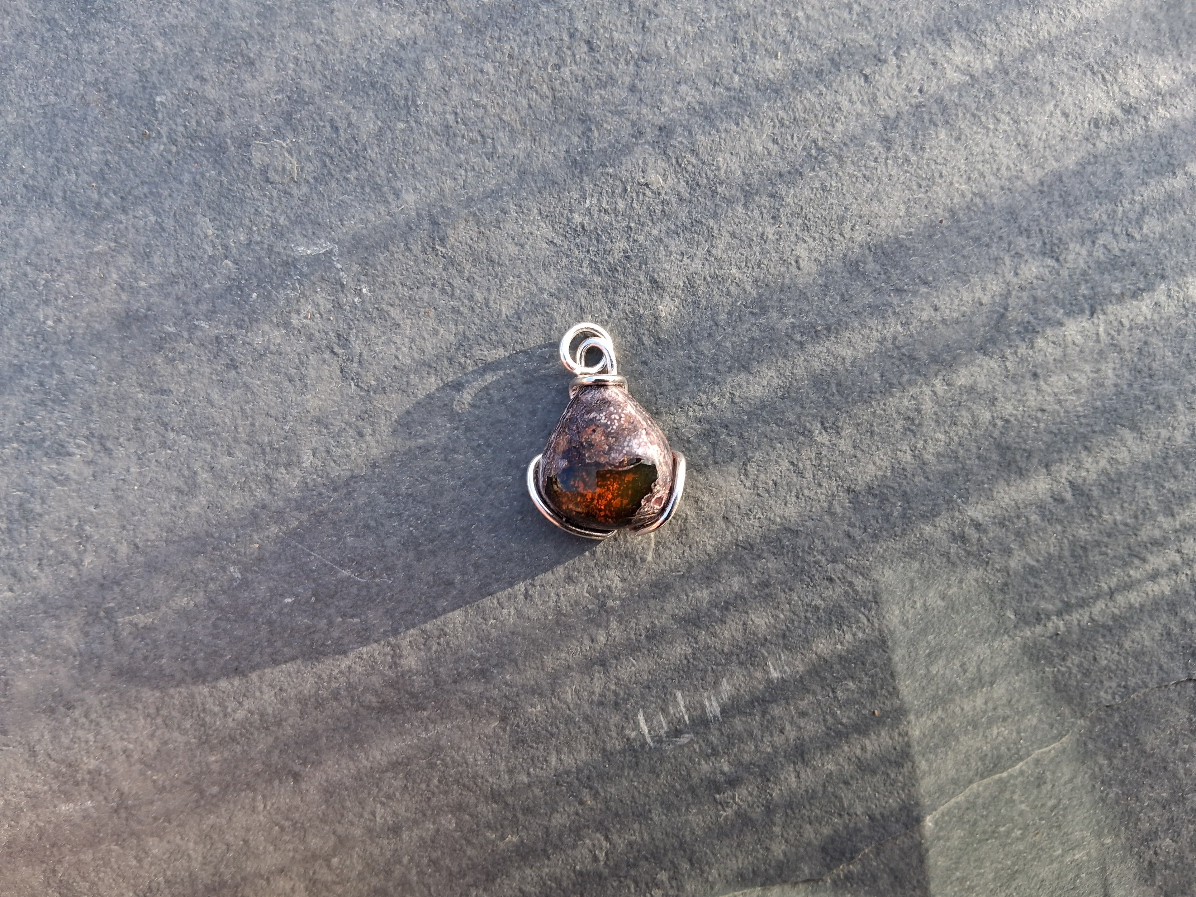 Mexican fire opal pendant