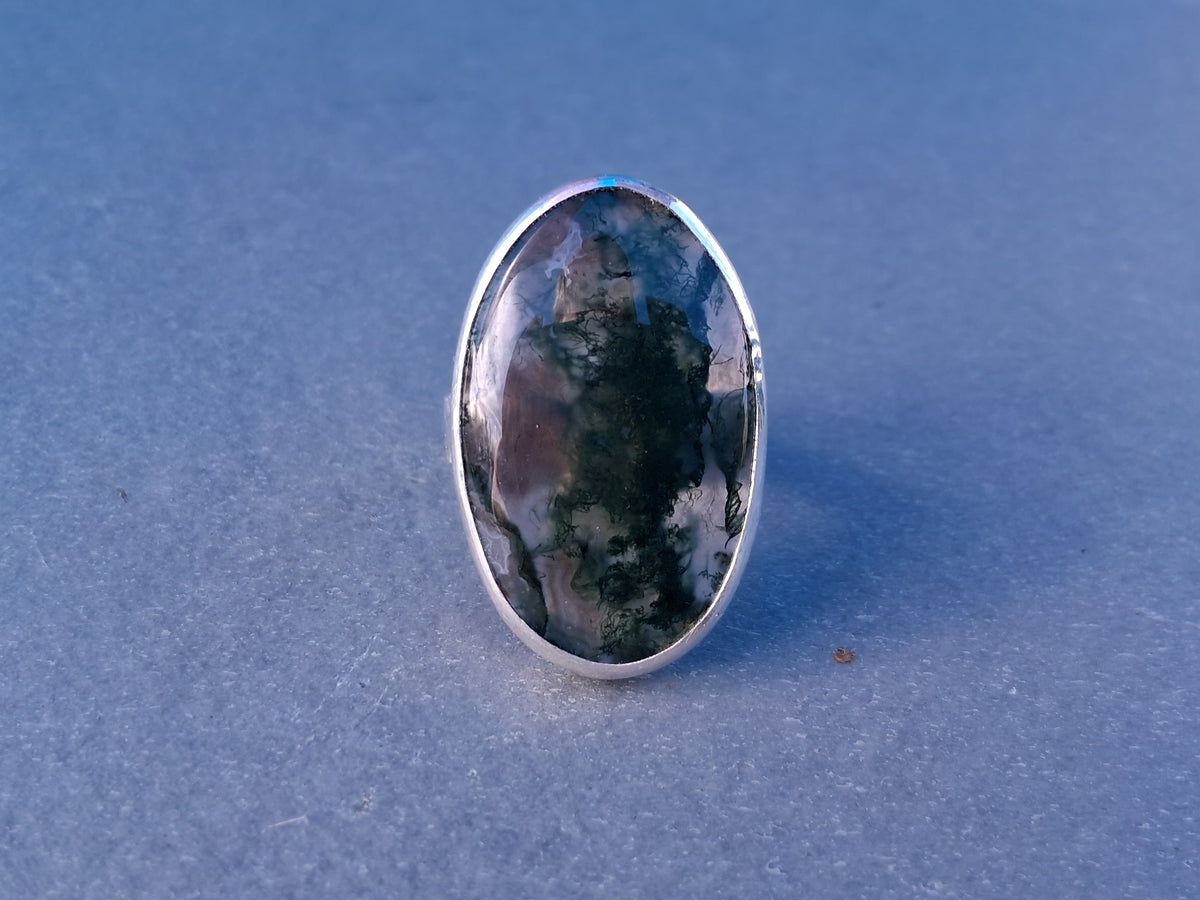 Big Moss Agate Ring