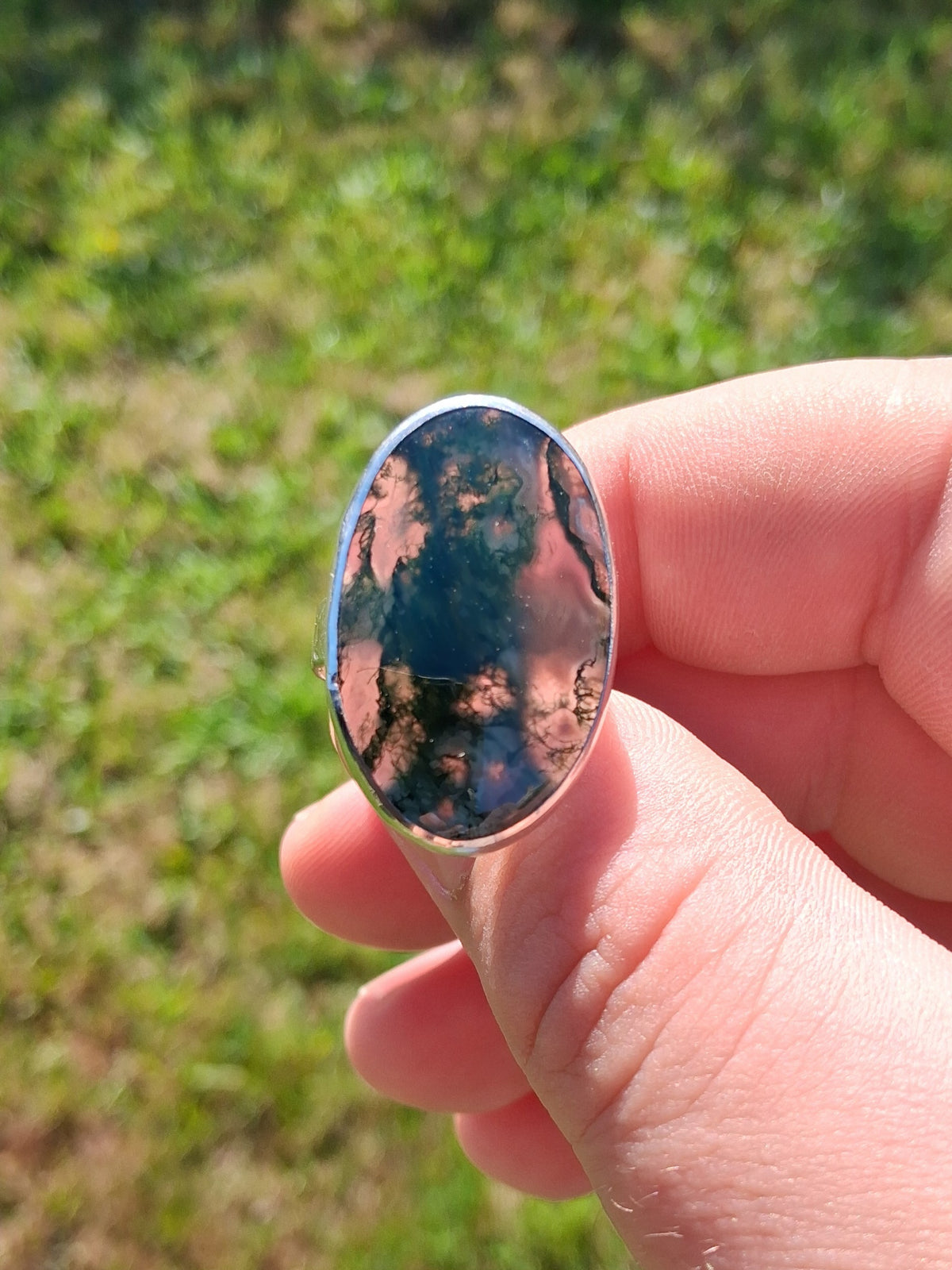 Big Moss Agate Ring