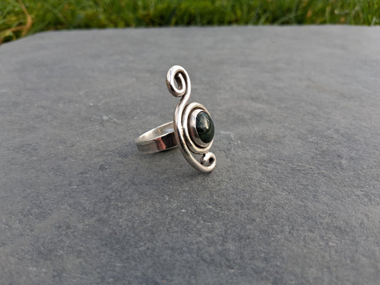 Moss Agate Swirl Ring